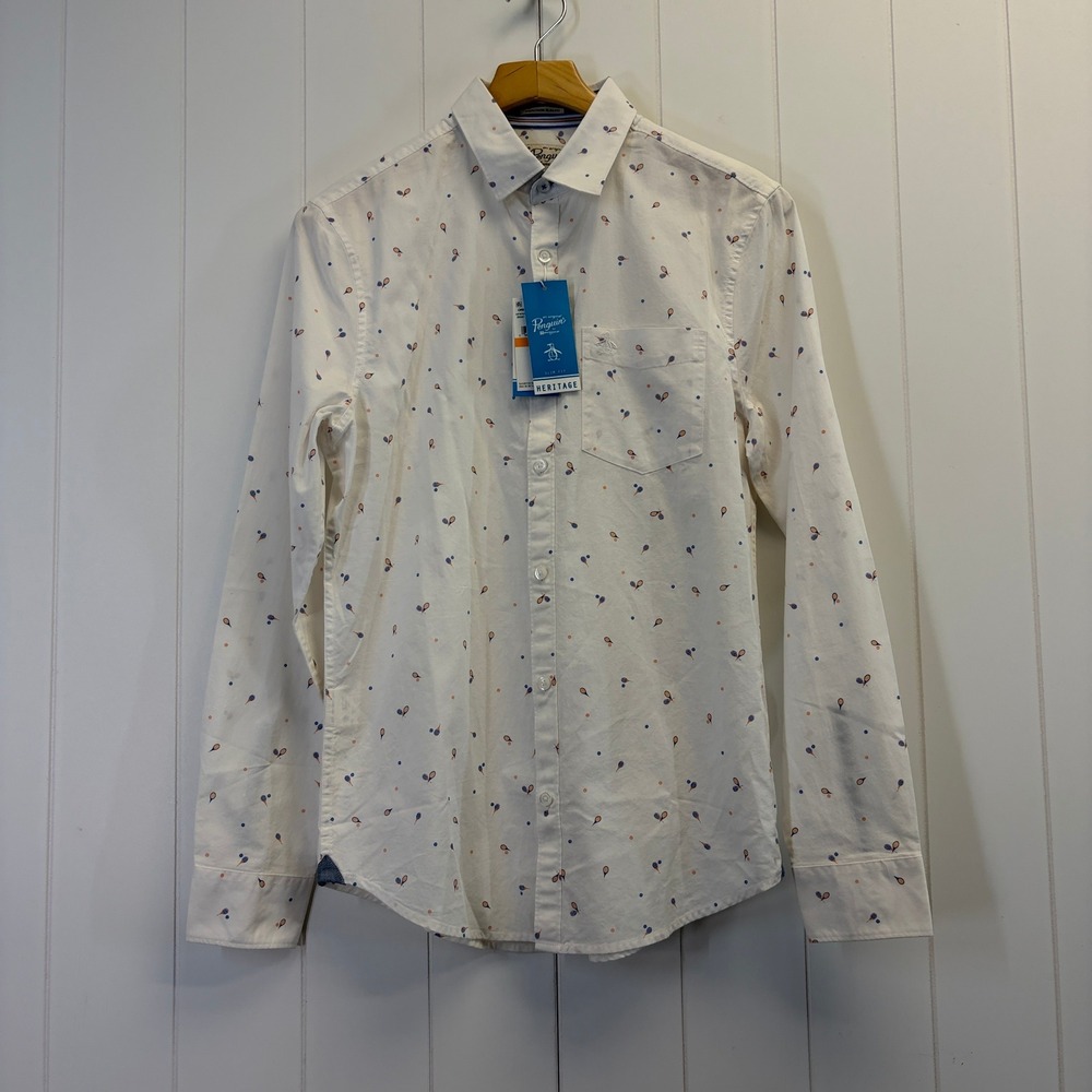 Original Penguin Munsingwear Tennis Heritage Slim Fit Shirt Men Small Frat Boy
